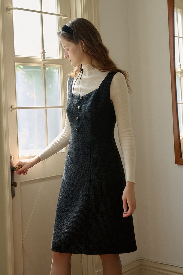 Simple Retro - 민소매 원피스 - SR_French wool literary dress