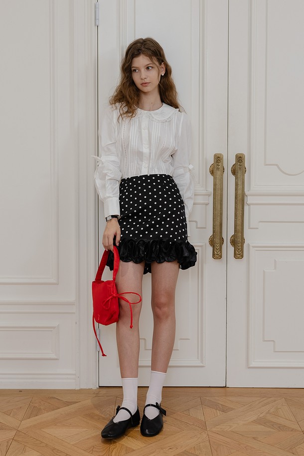 DUNDROP - 미니스커트 - DD_Polka dot ruffle mini skirt