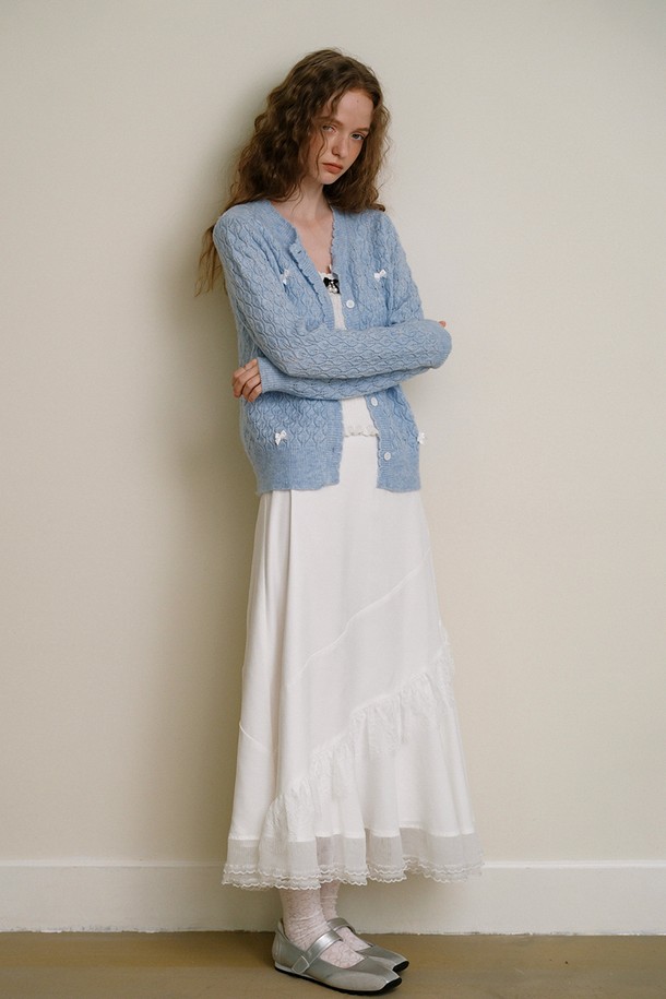 Cest Moidew - 가디건 - Cest_Leaf pattern bow ribbon cardigan