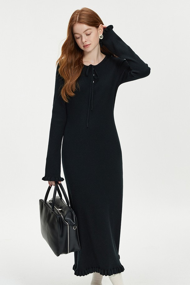 WE'DEE - 긴소매 원피스 - WD_Frilled edge knit dress