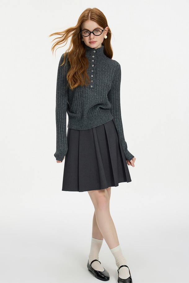 WE'DEE - 스웨터 - WD_Fake layered collar wool knit top