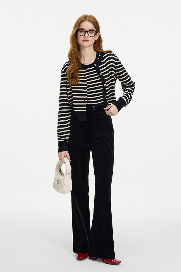 WE'DEE - 민소매티셔츠 - WD_Striped round neck wool top