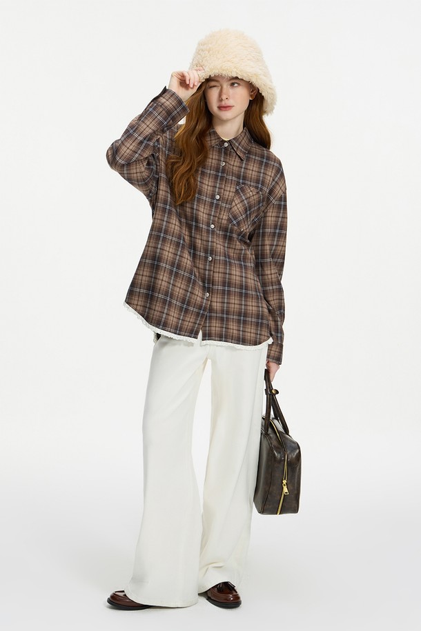 WE'DEE - 셔츠 - WD_Vintage plaid pocket shirt