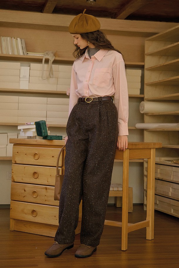 Simple Retro - 롱/미디팬츠 - SR_Vintage wool brown pants