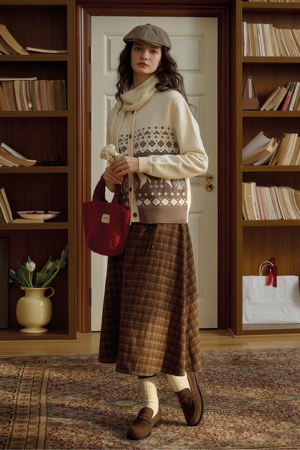 Simple Retro - 가디건 - SR_Loose jacquard knit cardigan