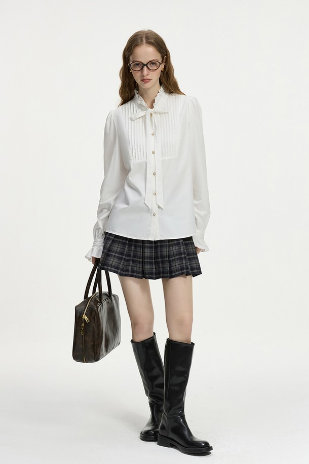 WE'DEE - 셔츠 - WD_Ruffled ribbon collar shirt