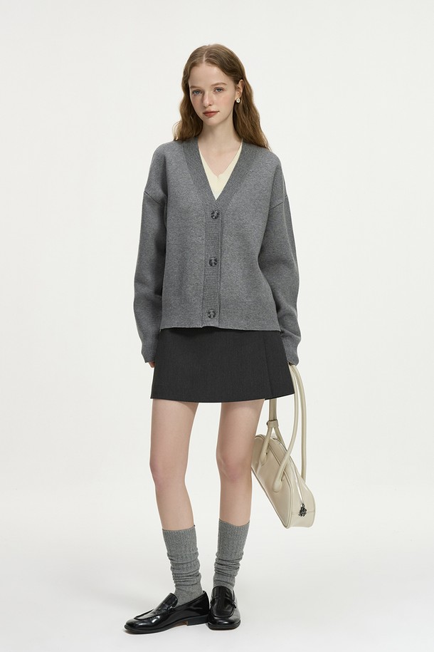 WE'DEE - 스웨터 - WD_Fake two-piece kint top_GRAY