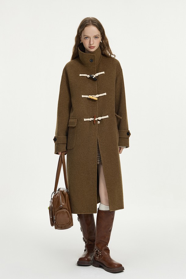 WE'DEE - 코트 - WD_Horn button stand collar coat_BROWN