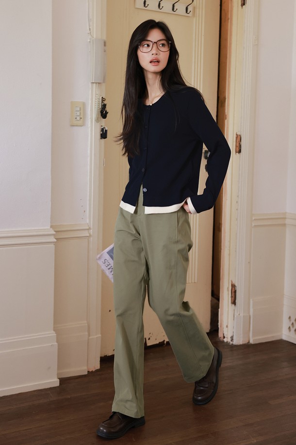 LANGSON - 롱/미디팬츠 - LS_Straight khaki pants