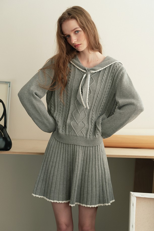 Cest Moidew - 스웨터 - Cest_Gray knit point collar top