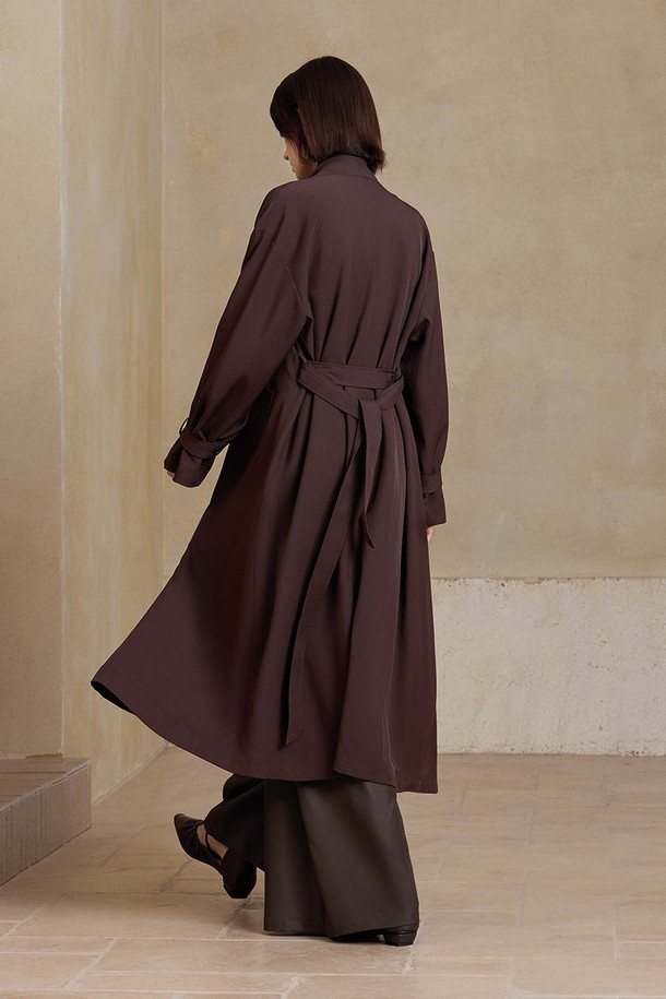 YYIAM - 트렌치코트 - YY_Belted brown trench coat