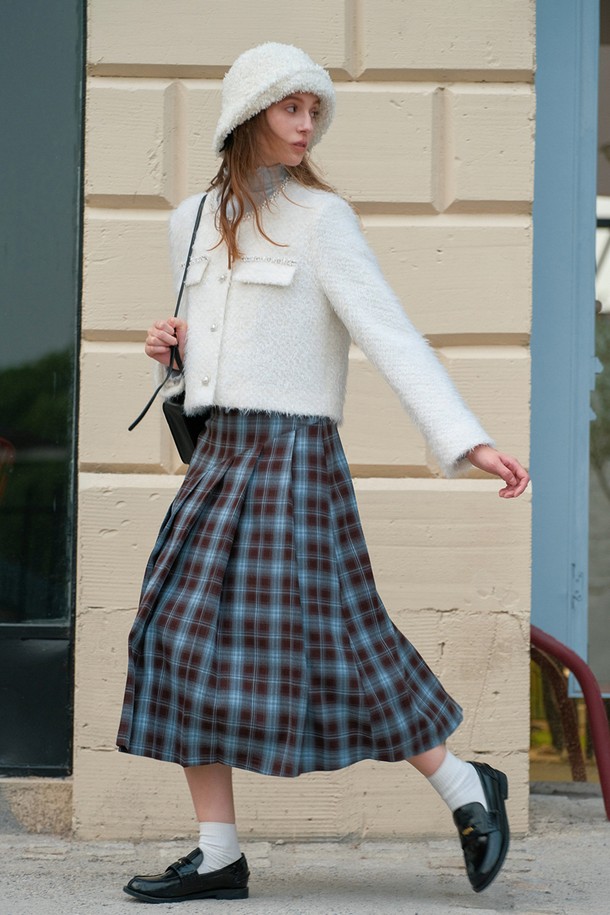 Cest Moidew - 롱스커트 - Cest_Plaid irregular pleated skirt