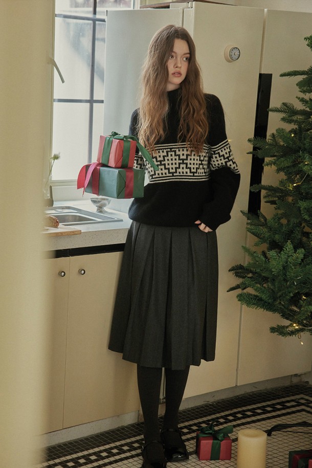 Proud Mary - 스웨터 - PM_Geometric turtleneck knit sweater