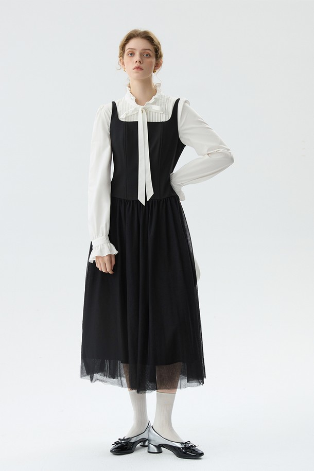 WE'DEE - 민소매 원피스 - WD_Mesh layer sleeveless dress