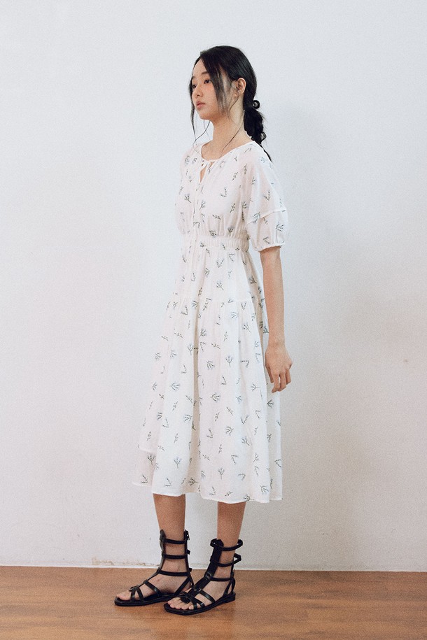 itte - 반소매 원피스 - IT_Floral balloon sleeves dress