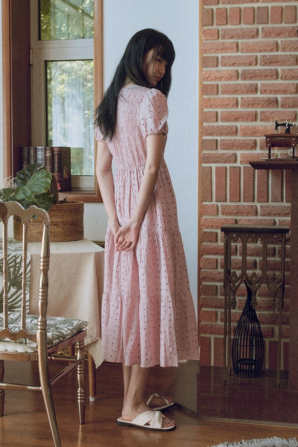 itte - 반소매 원피스 - IT_V-neck cut out dress_PINK