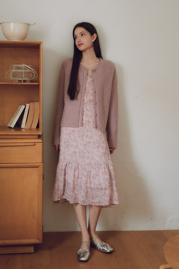 itte - 가디건 - IT_Autumn pink knitted cardigan