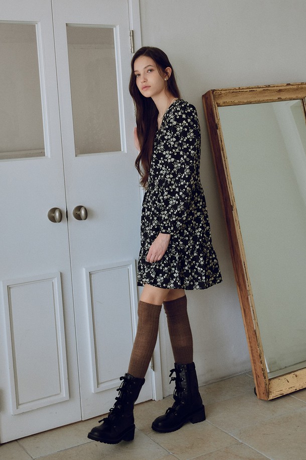 itte - 긴소매 원피스 - IT_Floral puff long sleeve dress