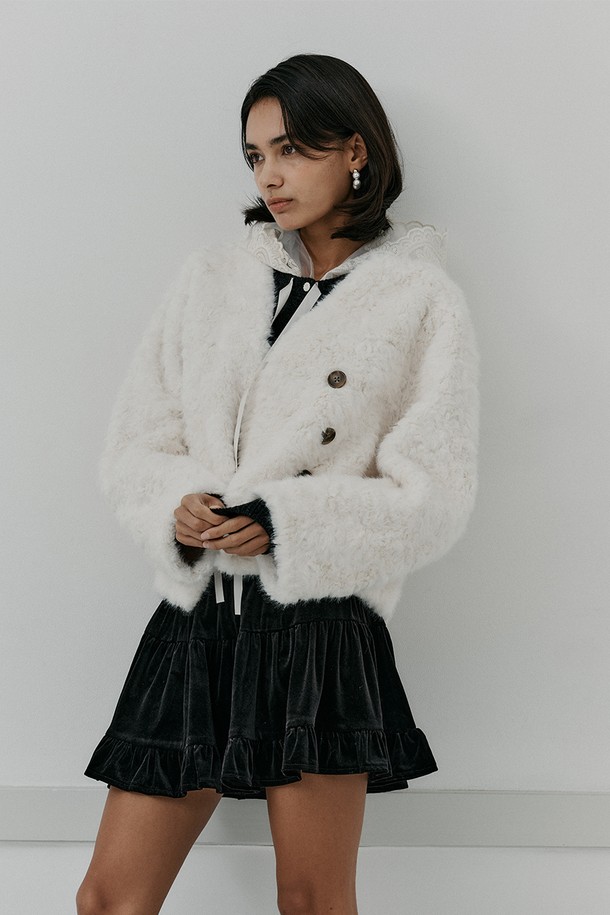 itte - 점퍼 - IT_Winter v-neck fur jacket_IVORY