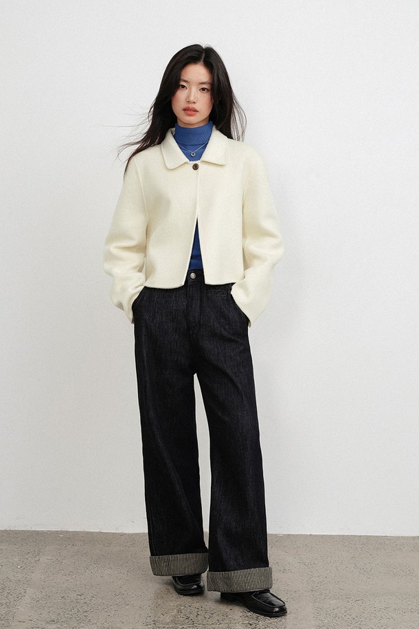 LANGSON - 자켓 - LS_Ivory cropped wool jacket