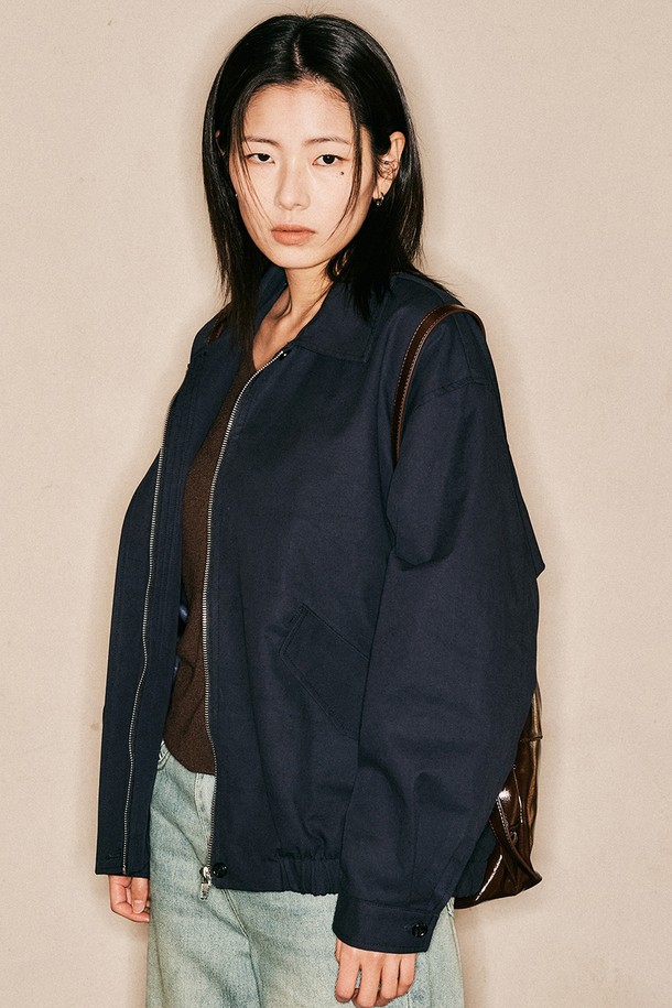 Aei&Rei - 자켓 - AR_Soft Cotton Collar Blouson jacket_NAVY