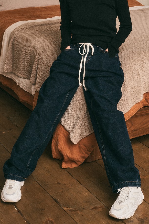 Aei&Rei - 데님 - AR_Wide string Curved denim pants