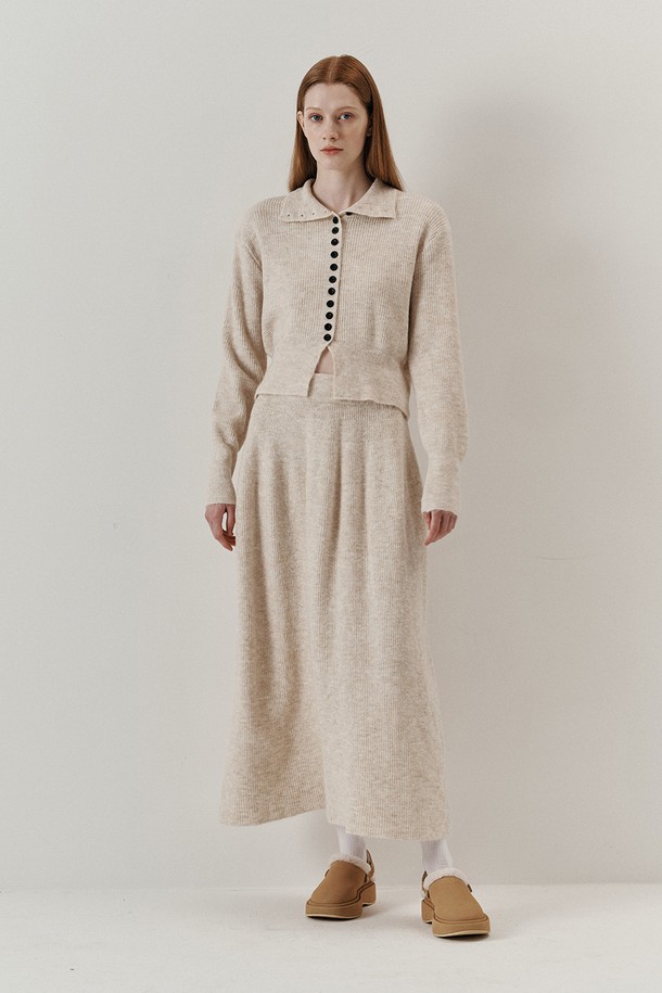 WE'DEE - 셋업 - WD_Button neck cardigan skirt set_2color