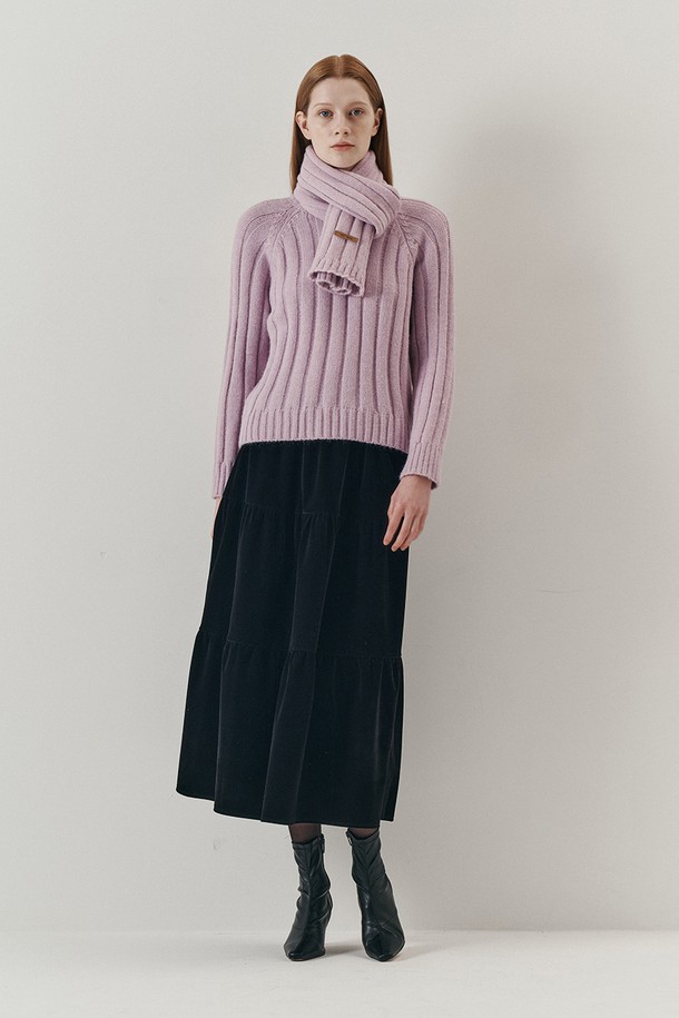 WE'DEE - 스웨터 - WD_Winter muffler and knit set_PURPLE