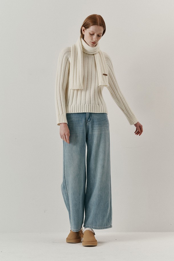 WE'DEE - 스웨터 - WD_Winter muffler and knit set_IVORY