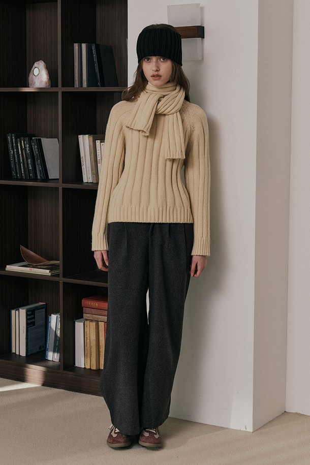 Aei&Rei - 스웨터 - AR_Vertical striped muffler knit top