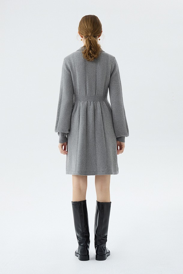 WE'DEE - 긴소매 원피스 - WD_Button collar knitted dress