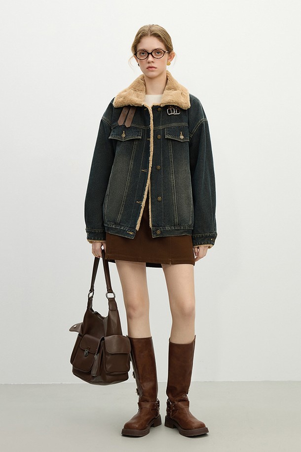 WE'DEE - 자켓 - WD_Vintage denim fur jacket