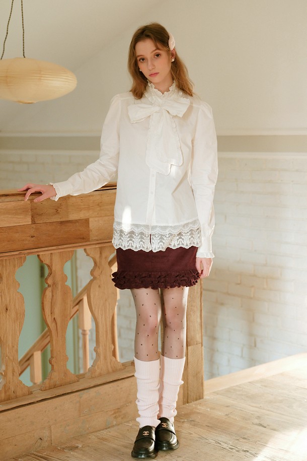 Cest Moidew - 셔츠 - Cest_Big bow white lace shirt