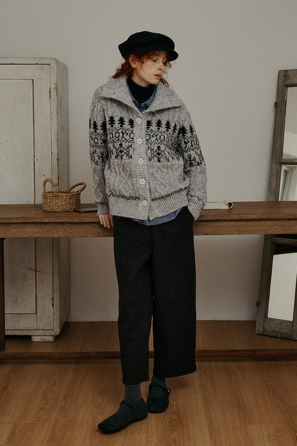 Proud Mary - 가디건 - PM_Pine graphic knit cardigan_GRAY