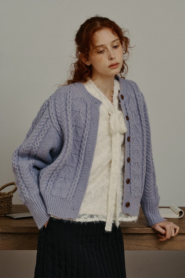 Proud Mary - 가디건 - PM_Round button knit cardigan_PURPLE