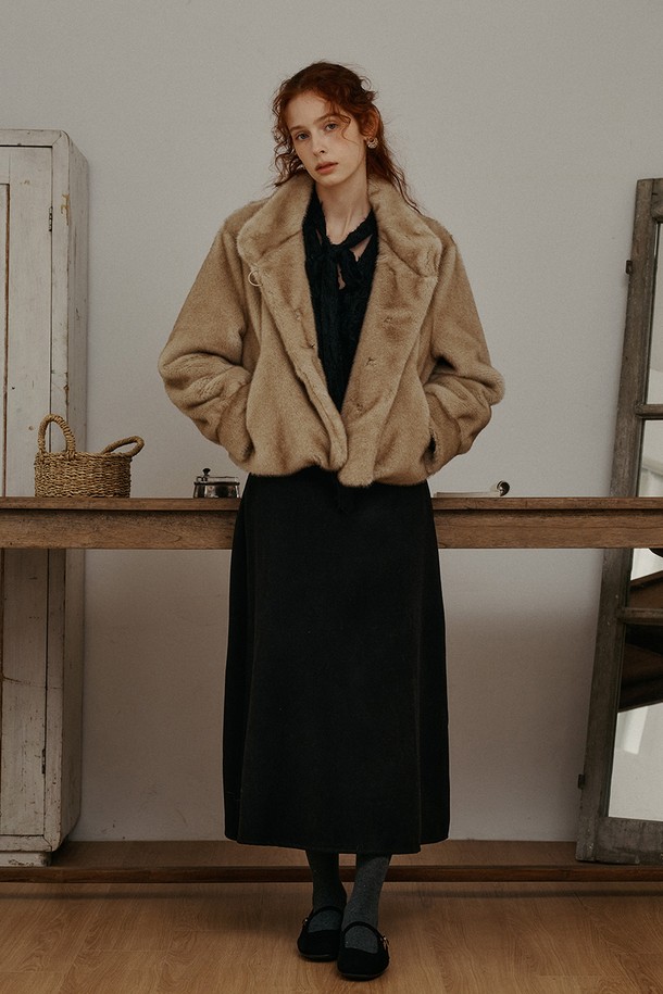 Proud Mary - 자켓 - PM_High neck fur jacket_BEIGE