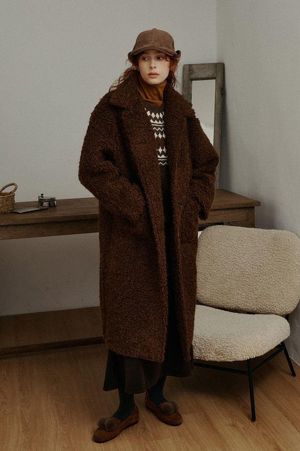 Proud Mary - 코트 - PM_Long fleece coat_BROWN