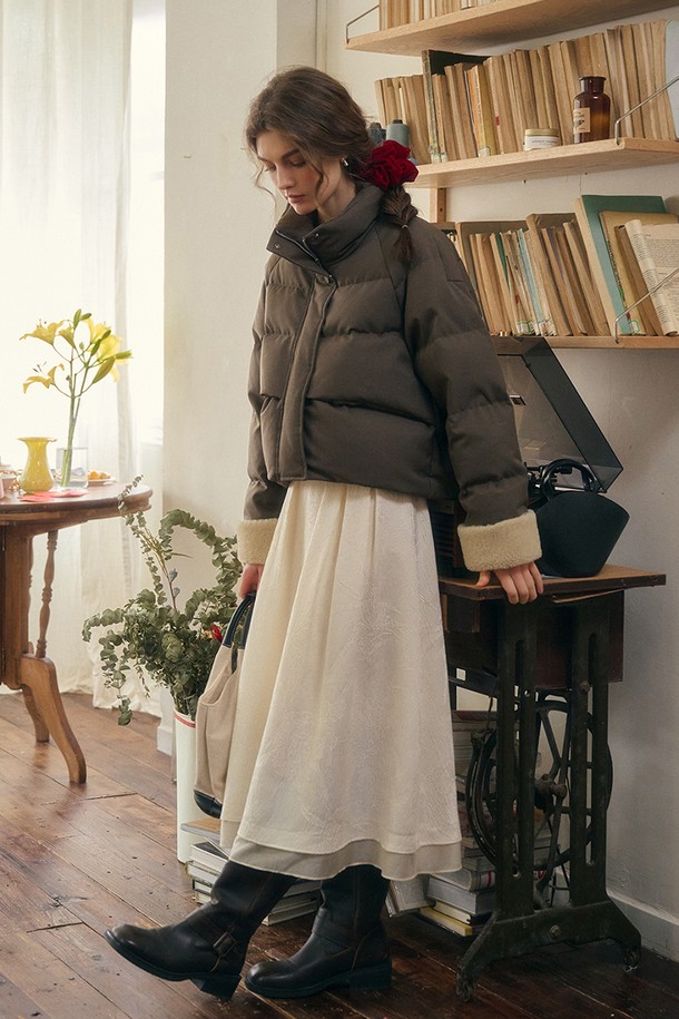 Simple Retro - 패딩 - SR_Fur cuffs padding short jacket