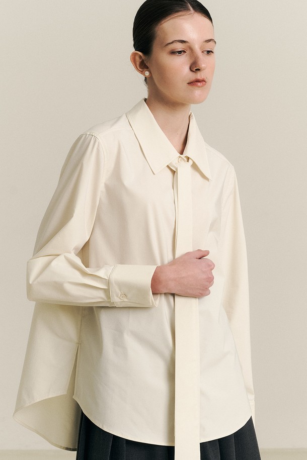 WE'DEE - 셔츠 - WD_Detachable tie cotton shirt_YELLOW