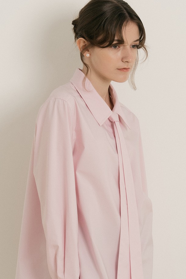 WE'DEE - 셔츠 - WD_Detachable tie cotton shirt_PINK