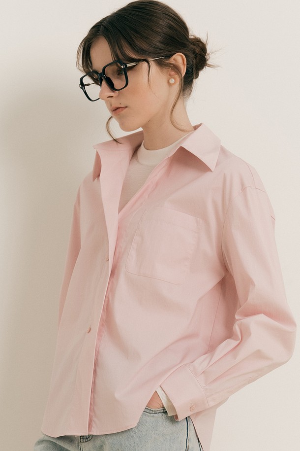 WE'DEE - 셔츠 - WD_Drop shoulder sleeve shirt_PINK