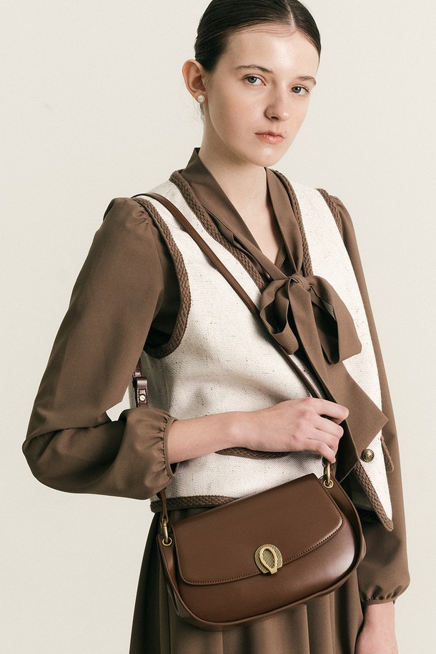 WE'DEE - 토트백 - WD_Leather saddle handbag_BROWN