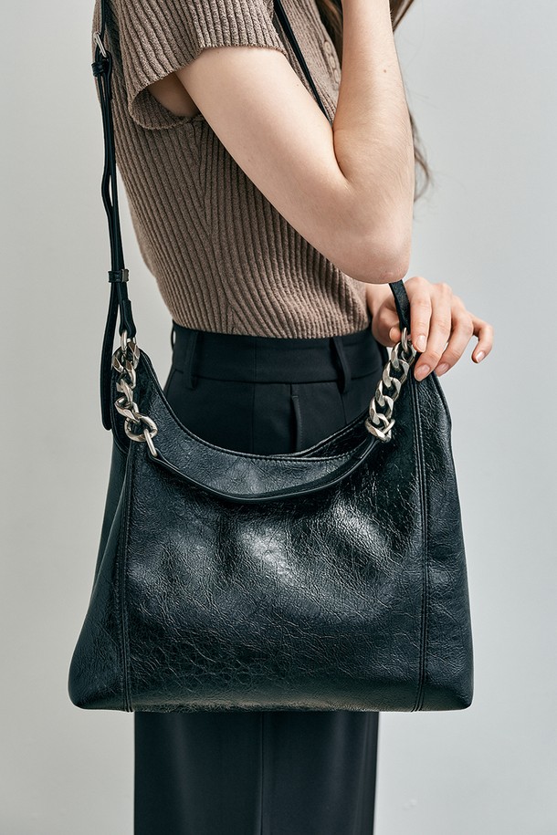 WE'DEE - 숄더백 - WD_Crumple shoulder bag_BLACK