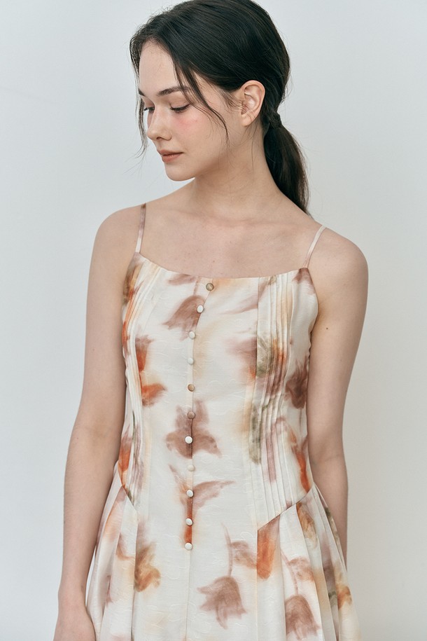 WE'DEE - 민소매 원피스 - WD_Floral oil painting camisole dress