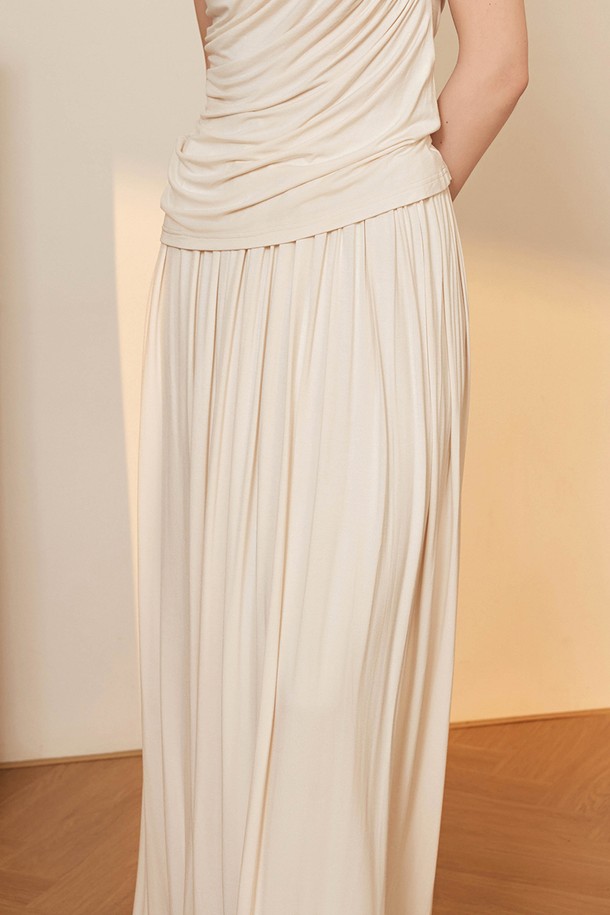 YYIAM - 롱스커트 - YY_Pleated long skirt_LIGHT BEIGE