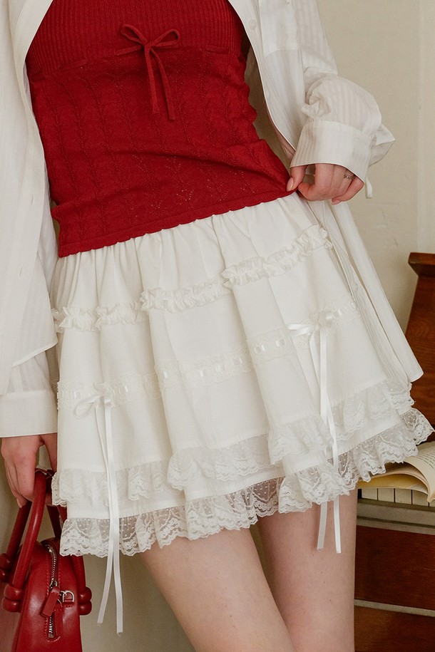 Cest Moidew - 미니스커트 - Cest_Lovely white lace cake skirt