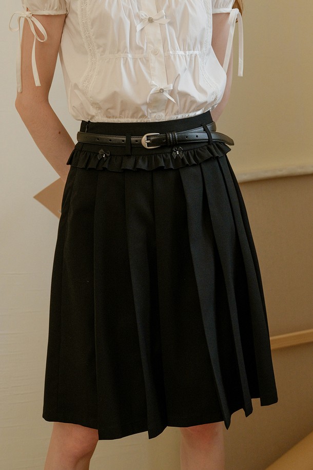 Cest Moidew - 미디스커트 - Cest_Ruffled high waist pleated skirt