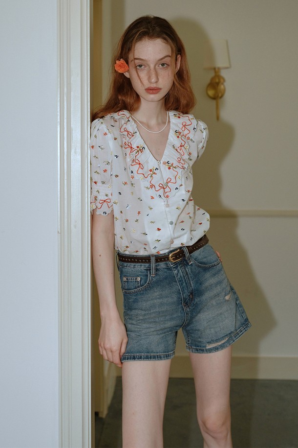 Cest Moidew - 쇼트팬츠 - Cest_Vintage ripped denim short pants