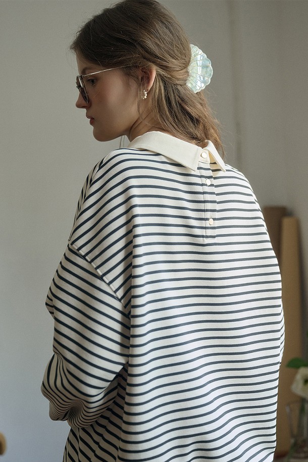 Simple Retro - 스웻셔츠 - SR_Casual striped cotton sweatshirt