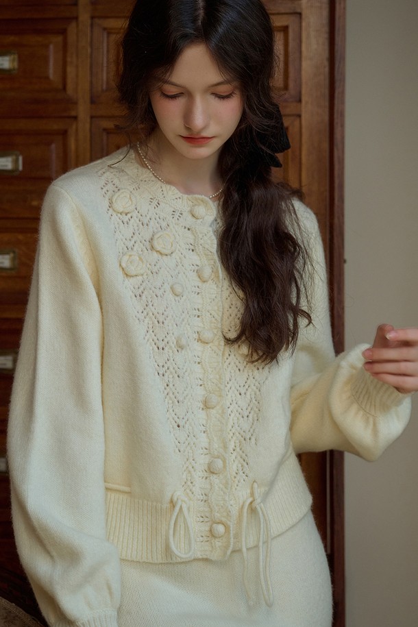 Simple Retro - 가디건 - SR_Gentle wool knit cardigan_CREAM
